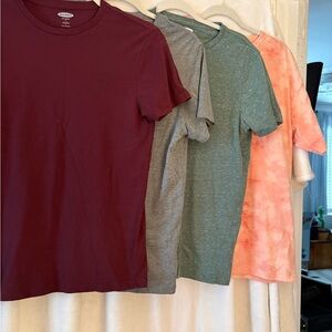 Old Navy Men's Short Sleeve Tees - Burgundy, Gray, Green, and Pink